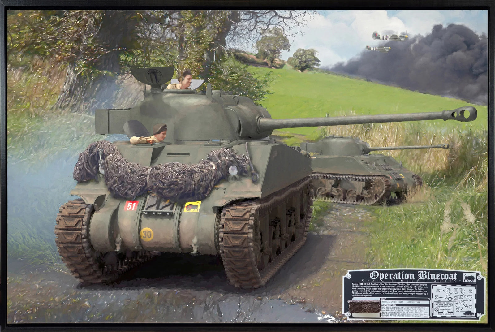 Sherman in Battle - "Operation Bluecoat" Sherman Tank Relic Art