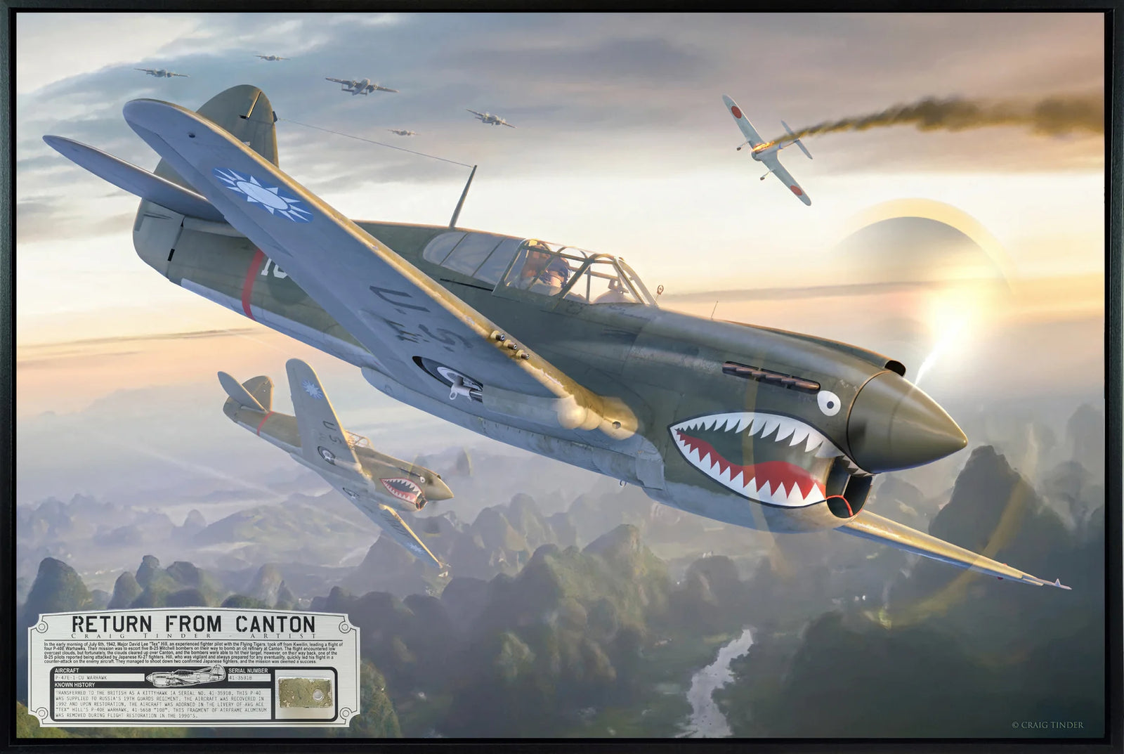 Tex Hill's Triumph - "Return from Canton" P-40E Warhawk Relic Art