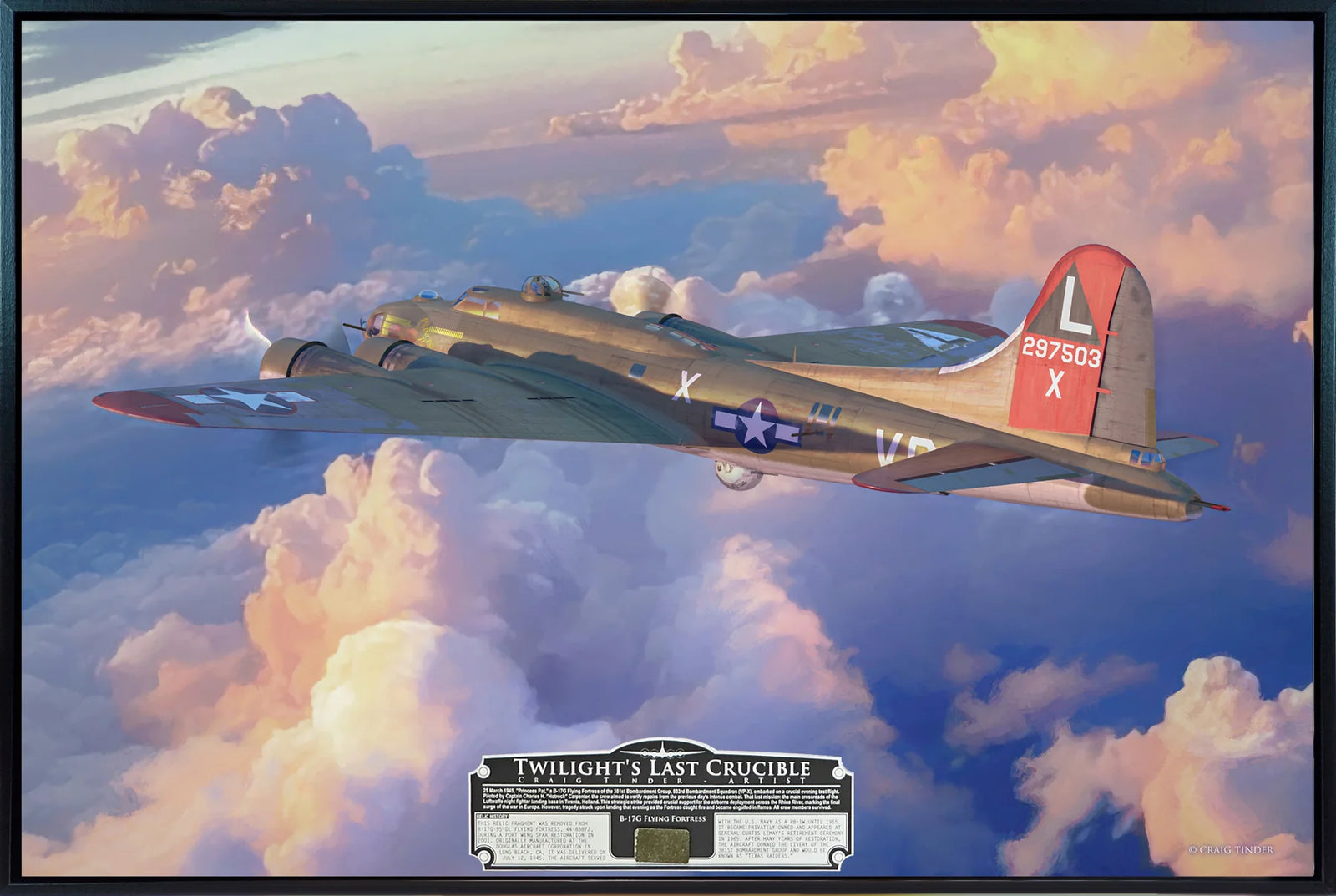 Princess Pat's Final Flight - "Twilight's Last Crucible" B-17 Flying Fortress Relic Art