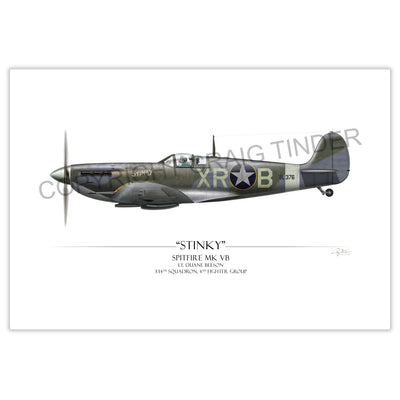 "Stinky Duane Beeson Spitfire" - Art Print by Craig Tinder - Aces In Action