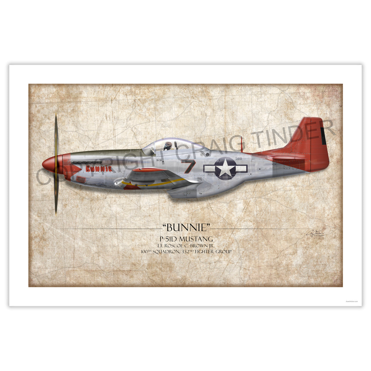 "Bunnie P-51D" - Art Print by Craig Tinder