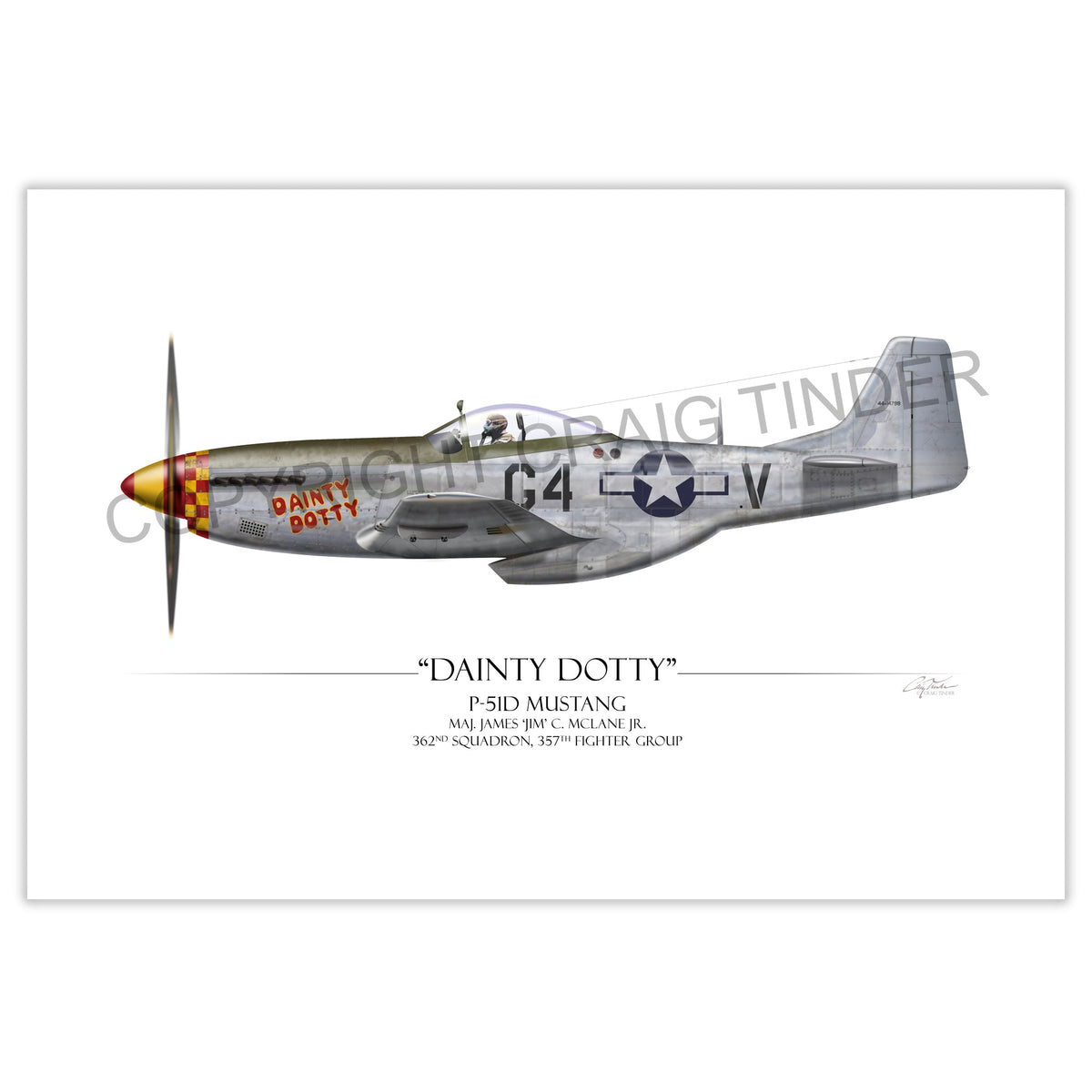 "Dainty Dotty P-51D Mustang" - Art Print by Craig Tinder