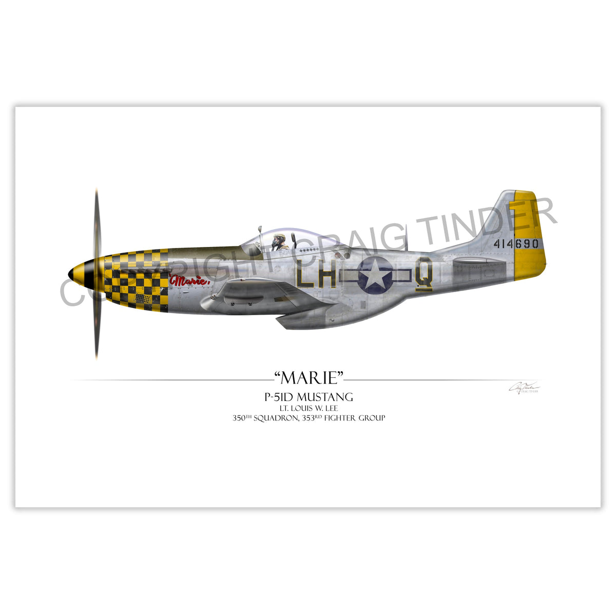 "Marie P-51 Mustang" - Art Print by Craig Tinder
