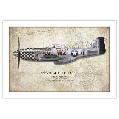 Big Beautiful Doll P-51D Mustang Aviation Art Print - Profile-Art Print-Aces In Action: The Workshop of Artist Craig Tinder