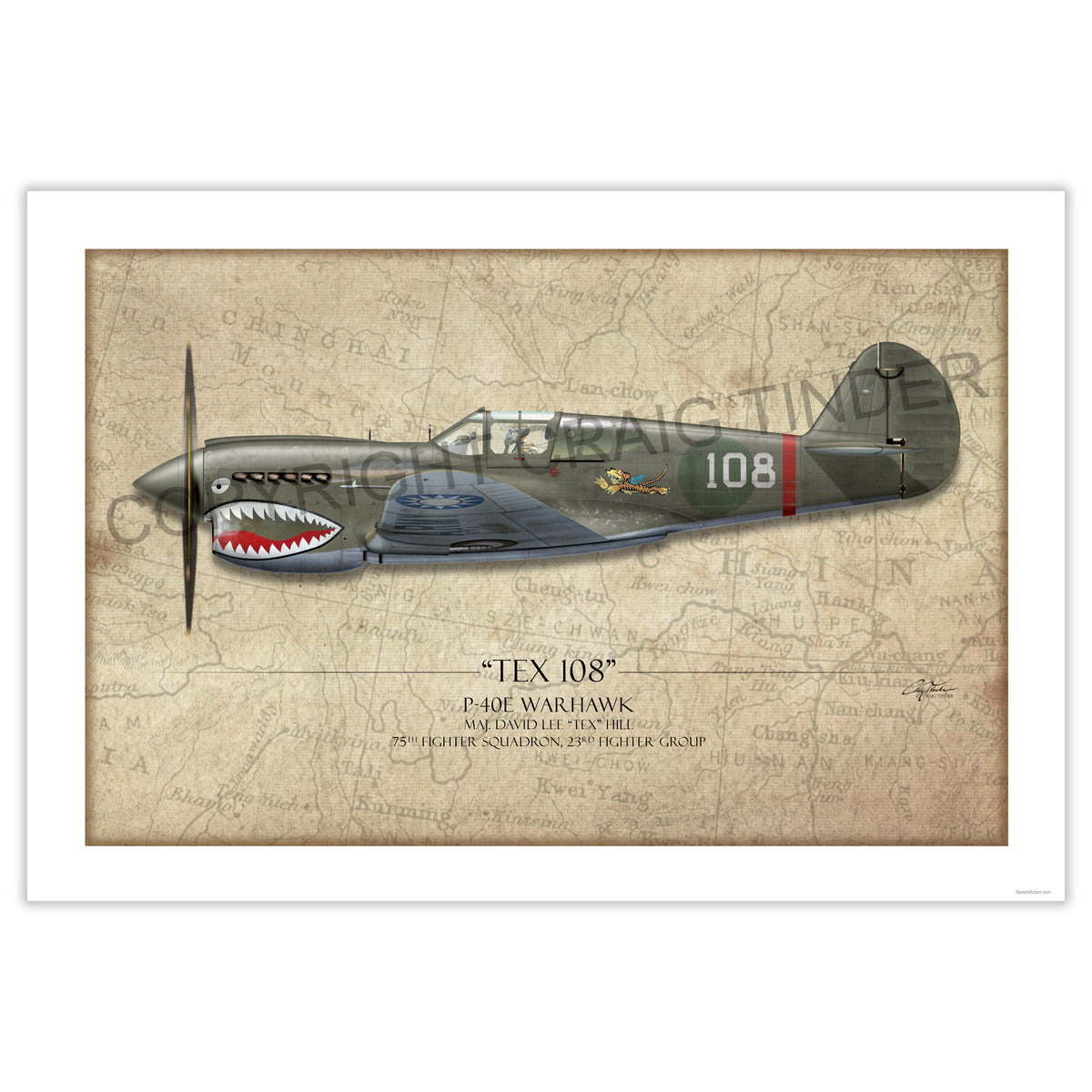 "Tex Hill P-40 Warhawk" - Art Print by Craig Tinder