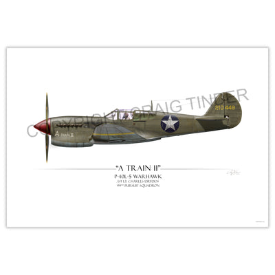P-40 Warhawk - A Train II Tuskegee Airmen Profile Art Print