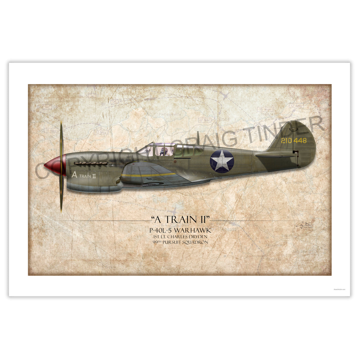 P-40 Warhawk - A Train II Tuskegee Airmen Profile Art Print
