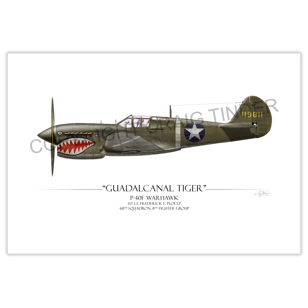 "Guadalcanal Tiger P-40 Warhawk" - Art Print by Craig Tinder