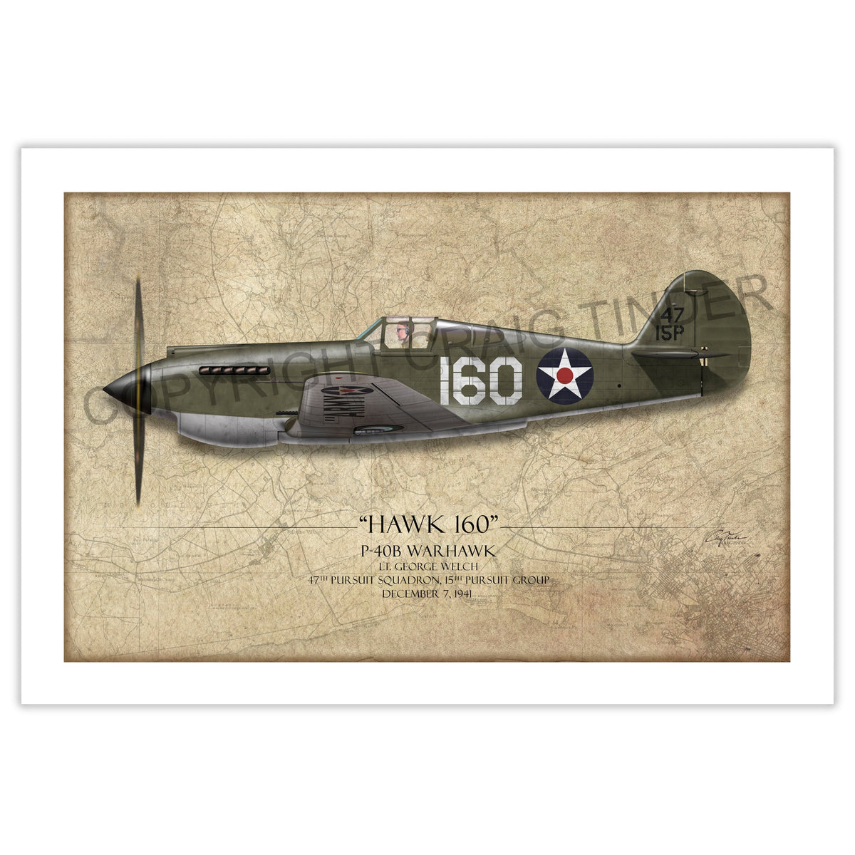 Pearl Harbor P-40 Warhawk Aviation Art Print - Profile-Art Print-Aces In Action: The Workshop of Artist Craig Tinder