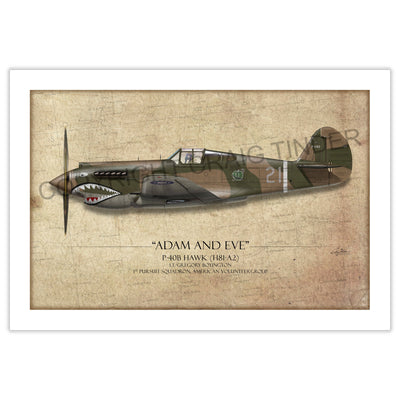 Pappy Boyington P-40 Warhawk Aviation Art Print - Profile-Art Print-Aces In Action: The Workshop of Artist Craig Tinder