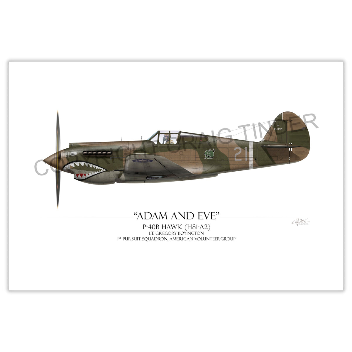 "Pappy Boyington P-40 Warhawk" - Art Print by Craig Tinder - Aces In Action