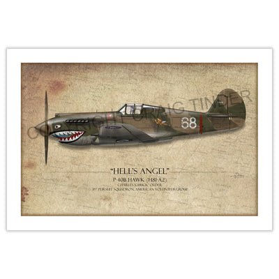 Flying Tiger P-40 Warhawk Aviation Art Print - Profile-Art Print-Aces In Action: The Workshop of Artist Craig Tinder
