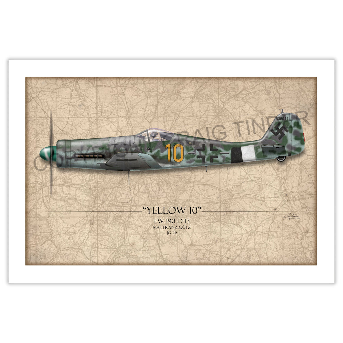 Focke-Wulf Fw 190 D9 - Yellow 10 historical reference map
