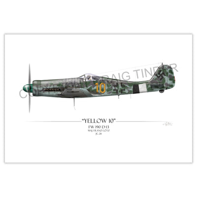 Focke-Wulf Fw 190 D9 - Yellow 10 profile artwork by Craig Tinder