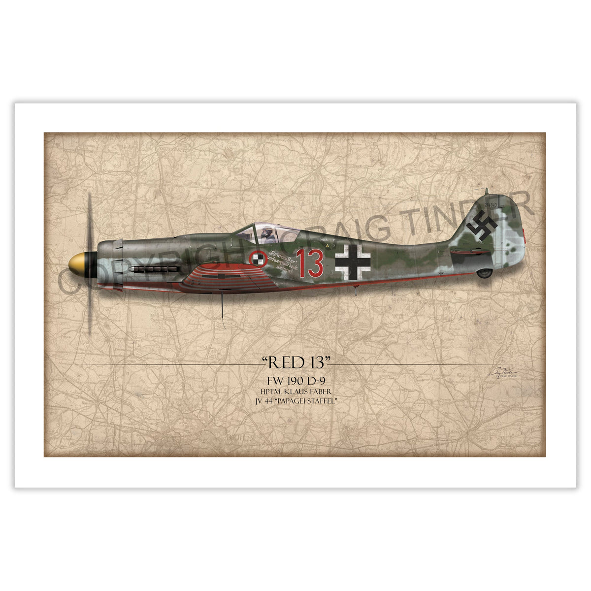 Focke-Wulf Fw 190 D9 - Red 13 historical reference map
