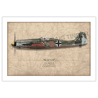 Focke-Wulf Fw 190 D9 - Red 13 historical reference map