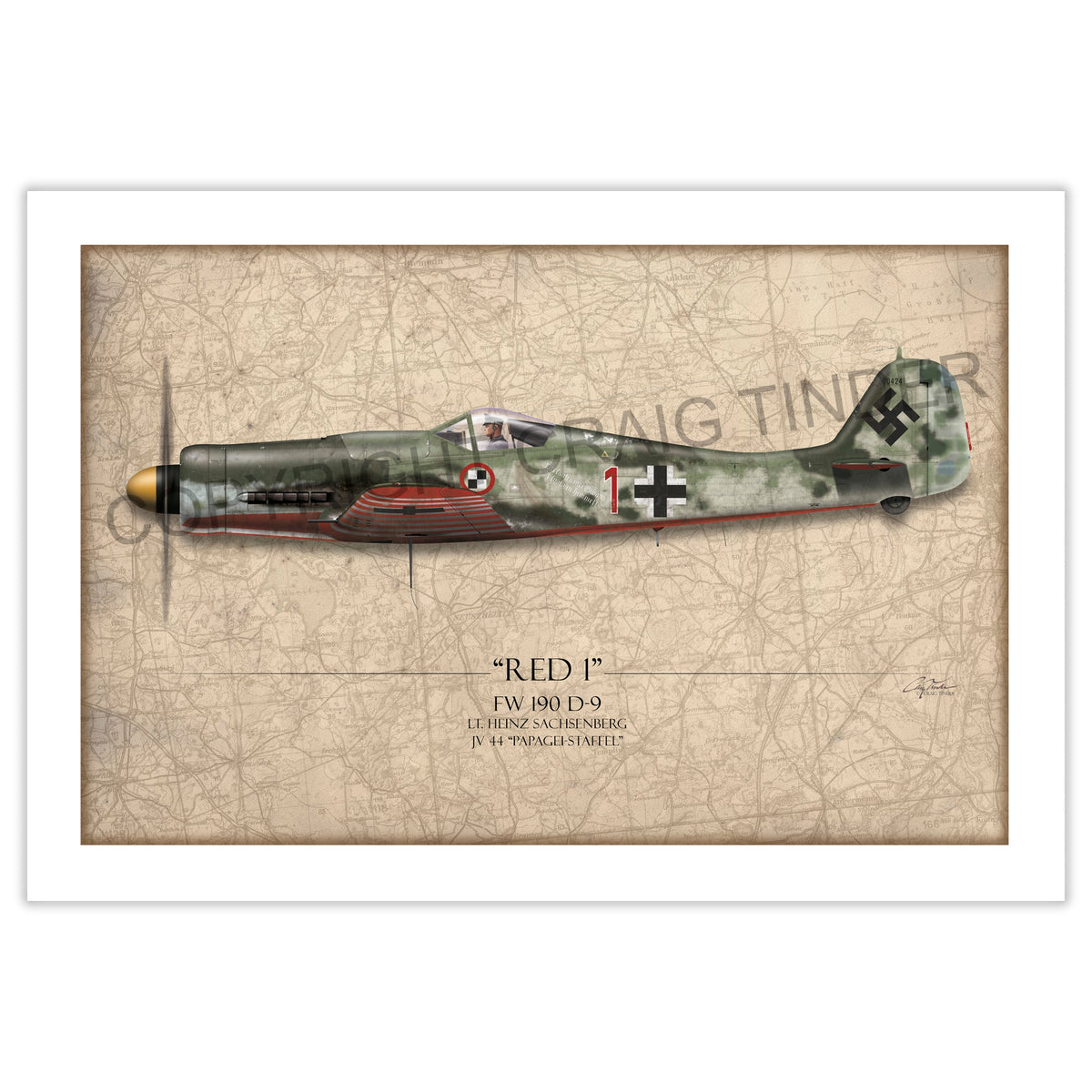 Focke-Wulf Fw 190 D9 - Red 1 historical reference map