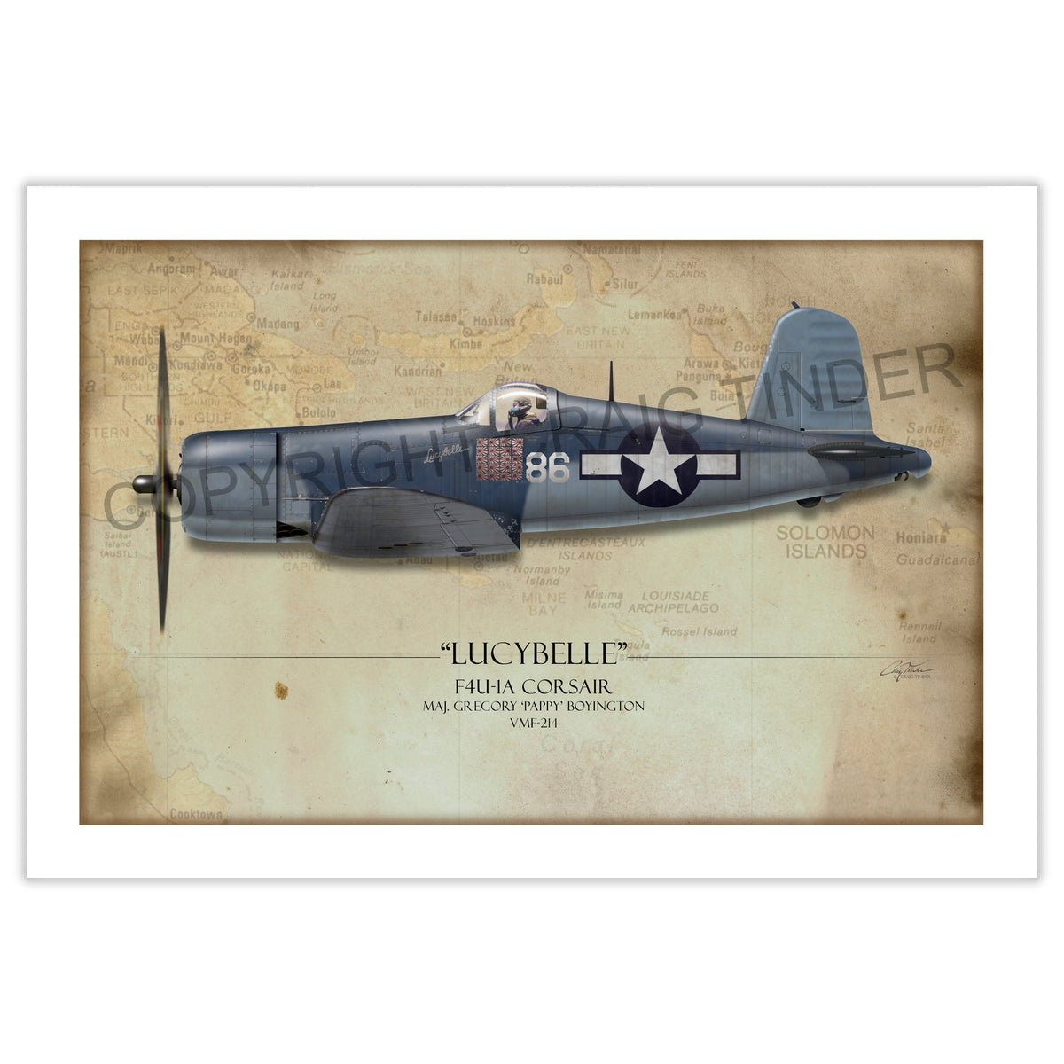 F4U Corsair - Pappy Boyington historical reference map