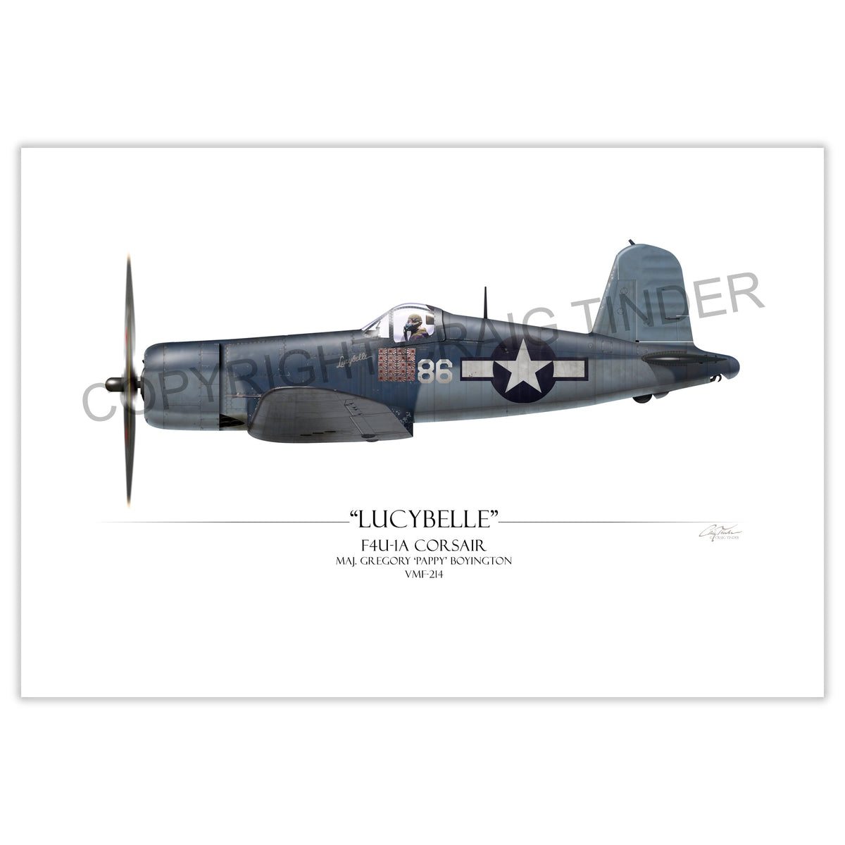 F4U Corsair - Pappy Boyington profile artwork by Craig Tinder