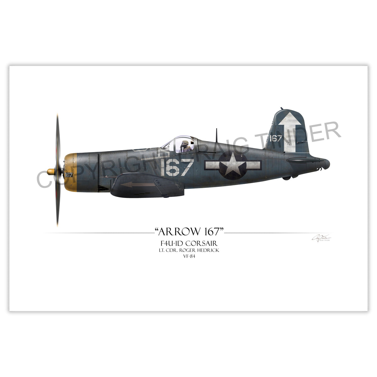F4U Corsair - Roger Hedrick profile artwork by Craig Tinder
