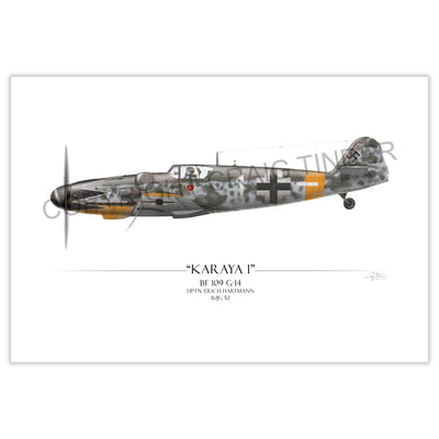 Messerschmitt Bf 109 G-14 - Erich Hartmann profile artwork by Craig Tinder