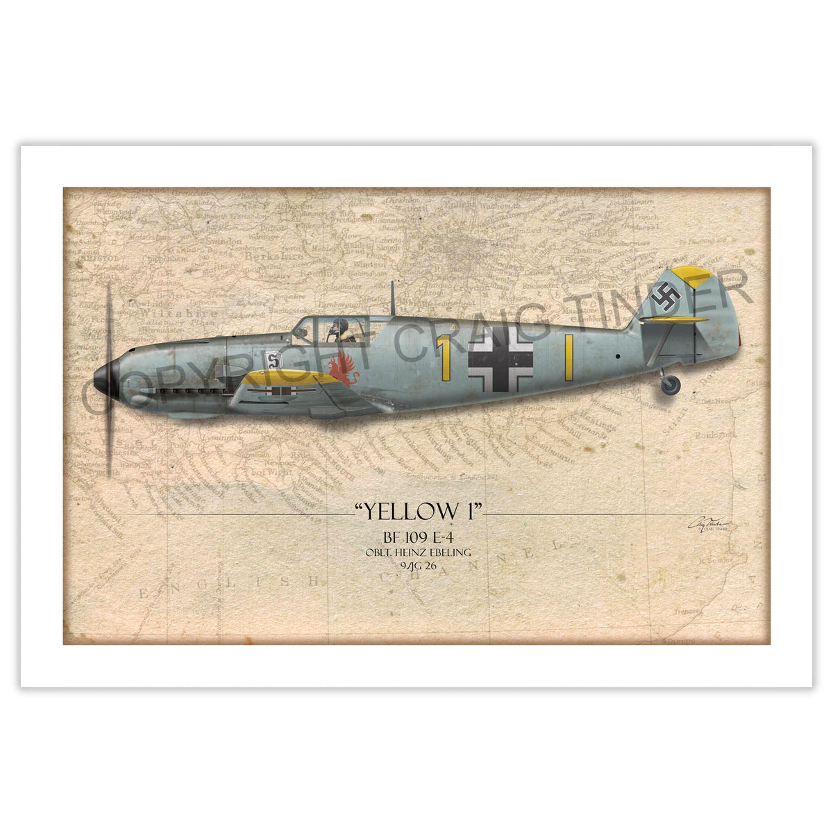 Messerschmitt Bf 109 E-4 - Heinz Ebeling historical reference map