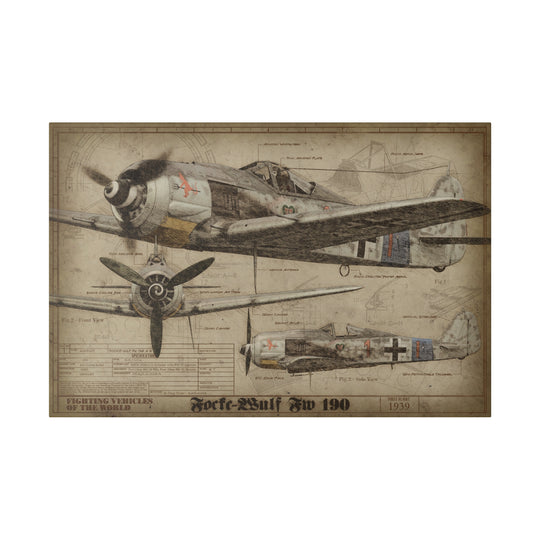 30x20 Focke Wulf Fw 190 Fighting Vehicles of the World Canvas Art