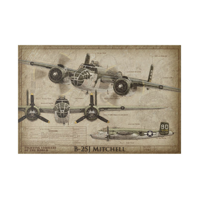 B-25 Mitchell Bomber - Fighting Vehicles of the World Canvas Art
