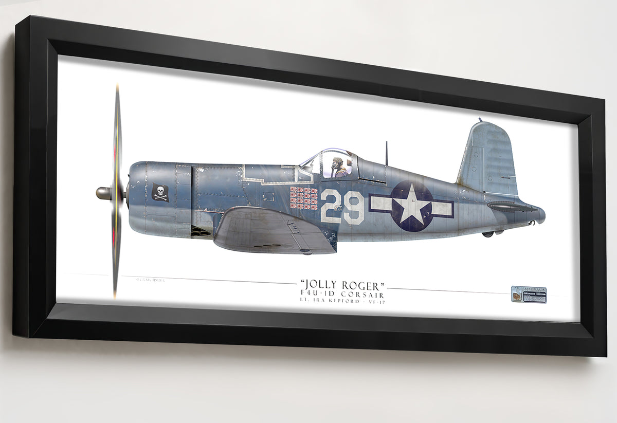 F4U Corsair Ira Kepford 36×12 Heritage Alloy framed relic artwork