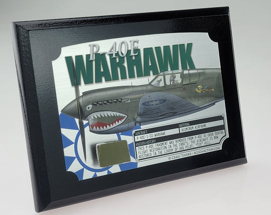 WWII P-40E Warhawk "Tex" Hill Relic Plaque - Full Color 5"x7"