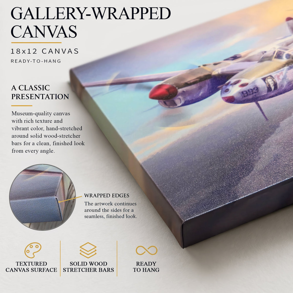 Gallery-wrapped canvas corner