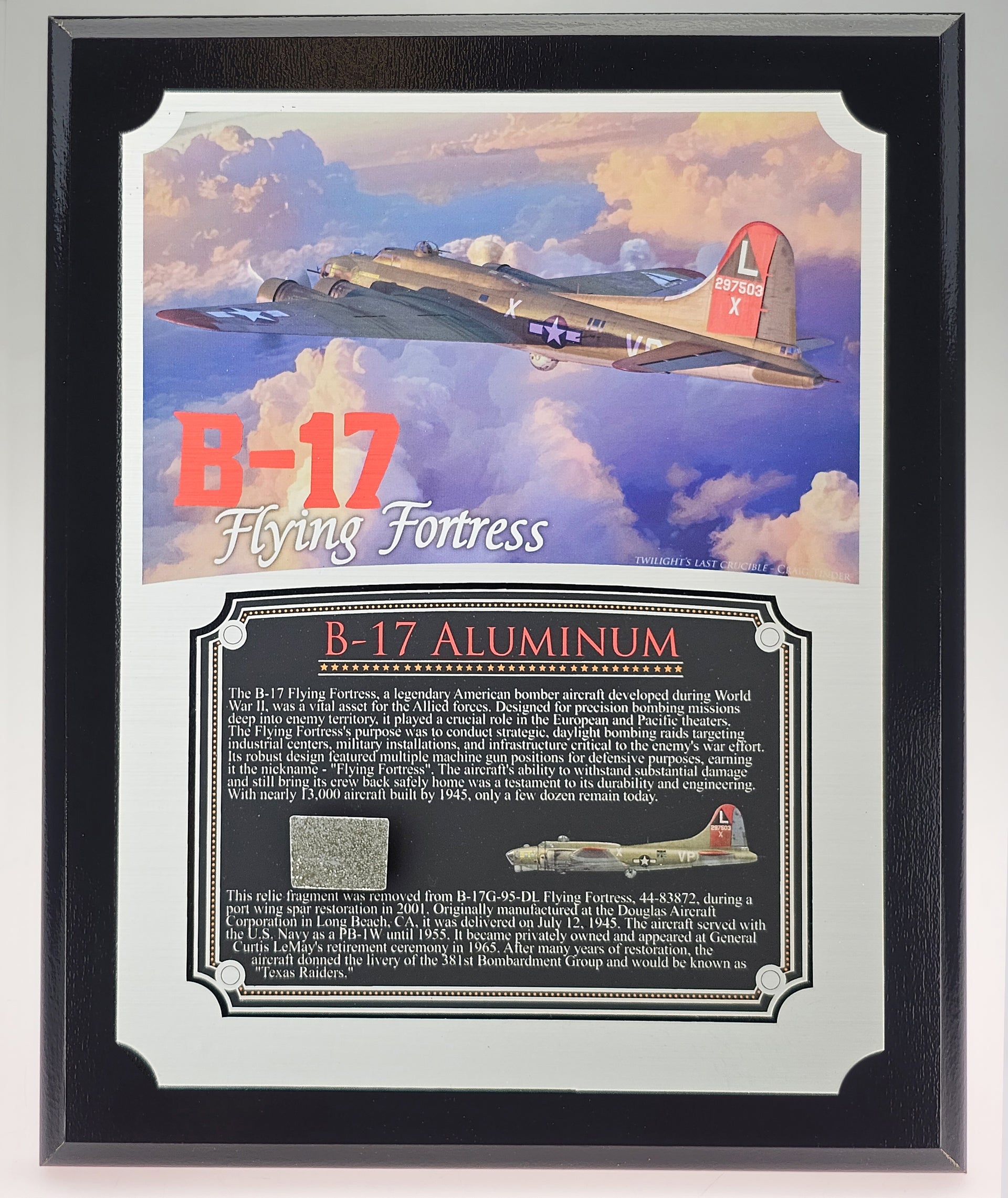 B-17 Flying Fortress Princess Pat - Relic Plaque - 8"x10"
