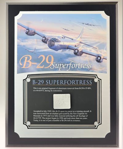 B-29 Superfortress Relic Plaque - 8"x10" with authentic historical relic