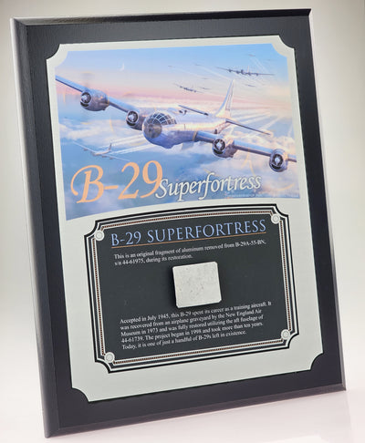 B-29 Superfortress Relic Plaque - 8"x10" with authentic historical relic