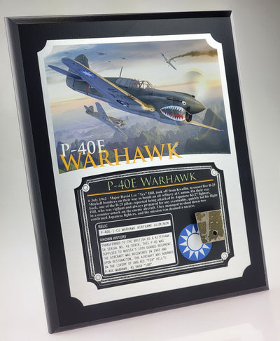P-40 Warhawk Relic Plaque - 8"x10" with authentic historical relic