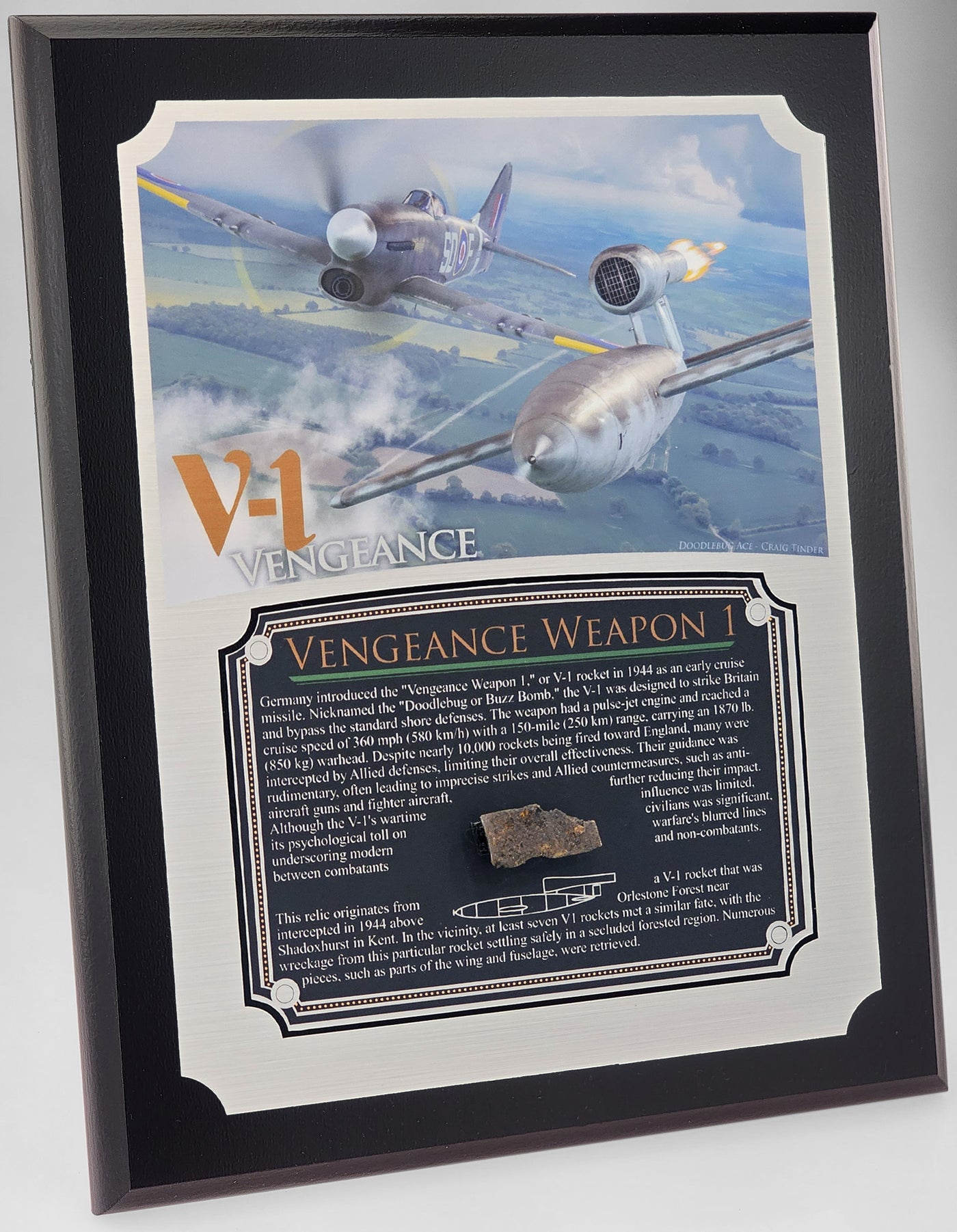 WWII Vengeance 1 V-1 Rocket Relic Plaque - Full Color 8"x10"