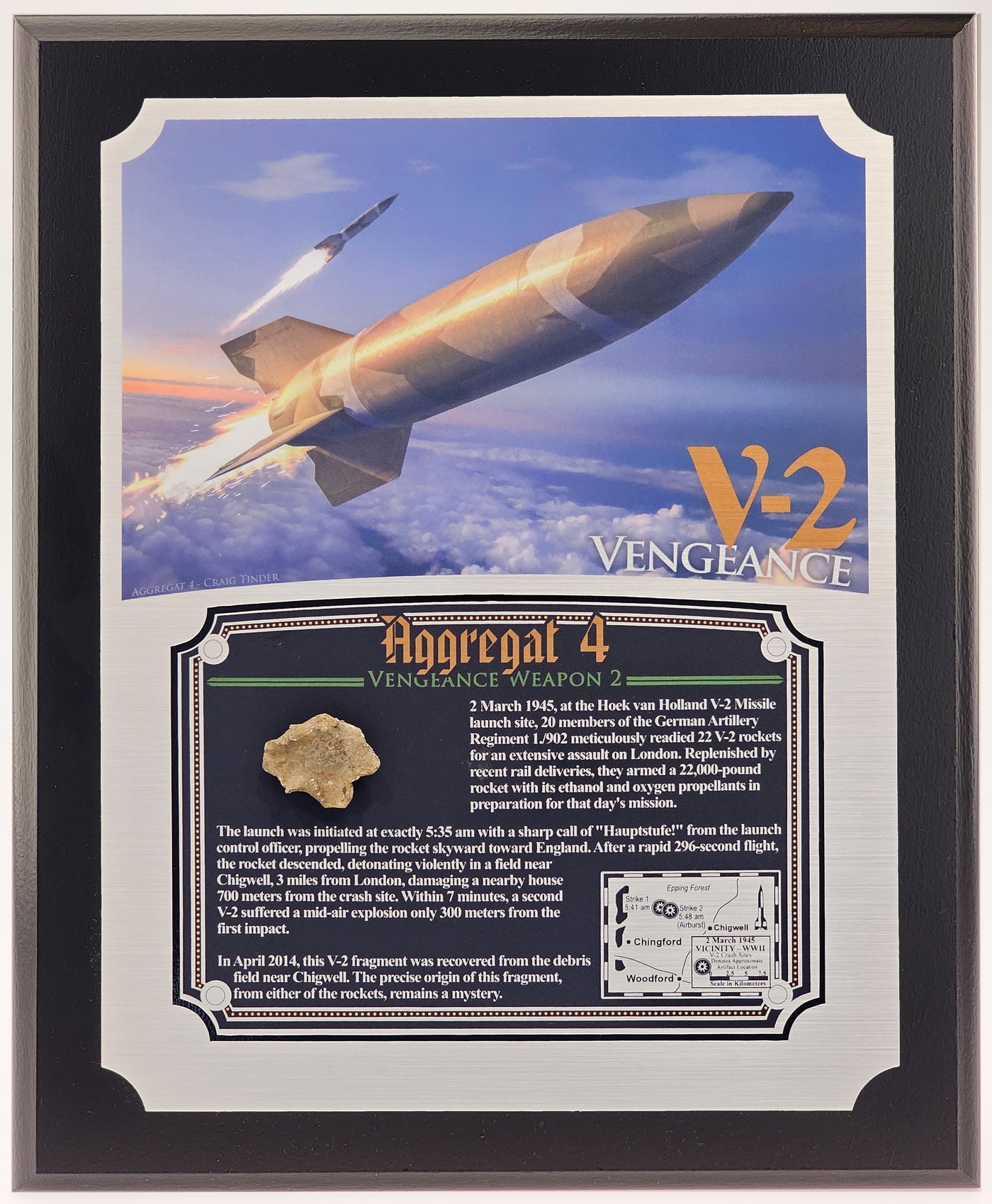 WWII Vengeance 2 V-2 Rocket Relic Plaque - Full Color 8"x10"