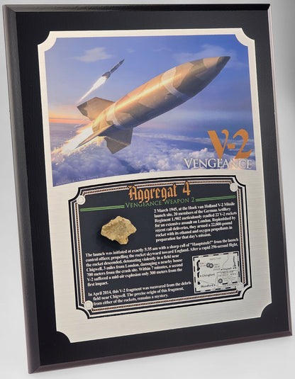 WWII Vengeance 2 V-2 Rocket Relic Plaque - Full Color 8"x10"