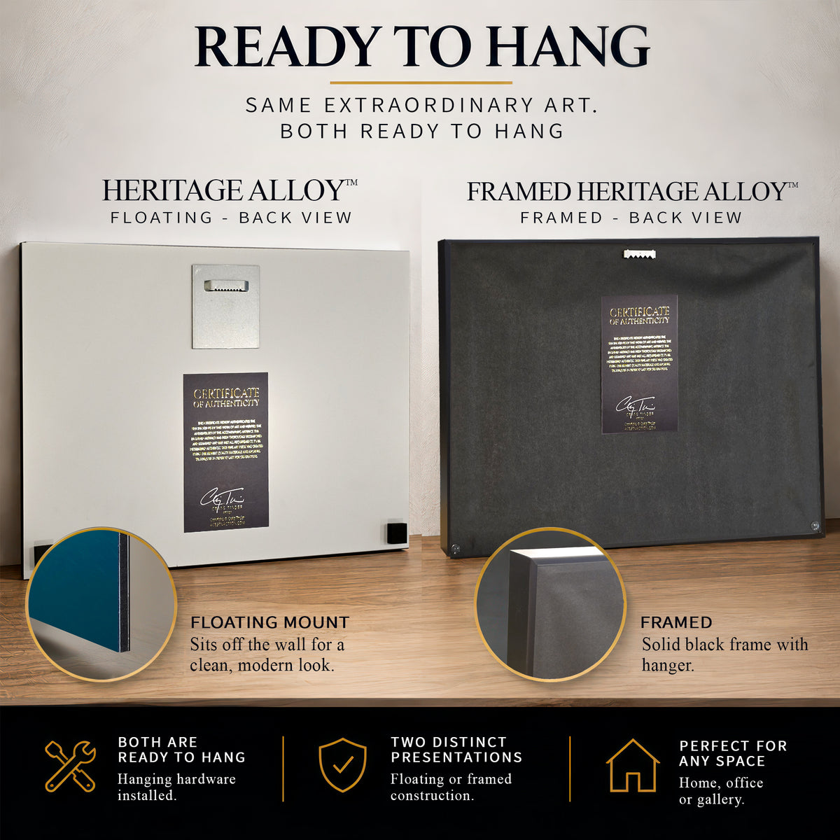 Heritage Alloy™ artwork ready-to-hang mounting presentation