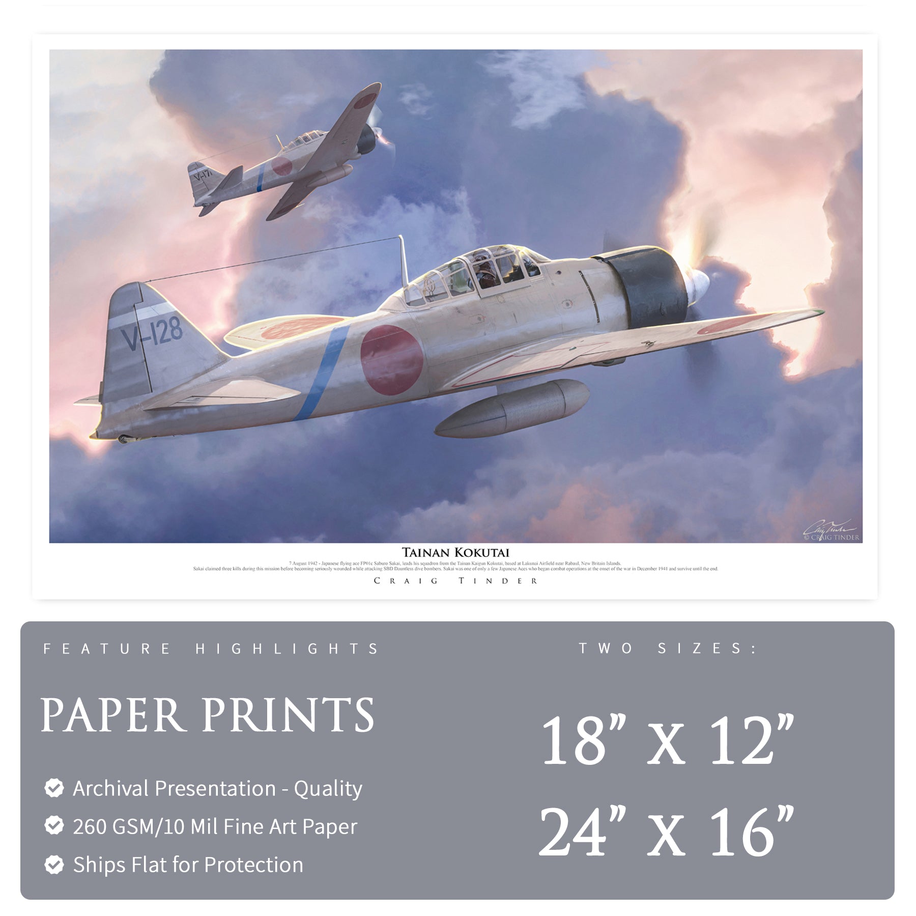 A6M2 Zero - Tainan Kokutai Canvas | INCLUDES: Wing Section Piece
