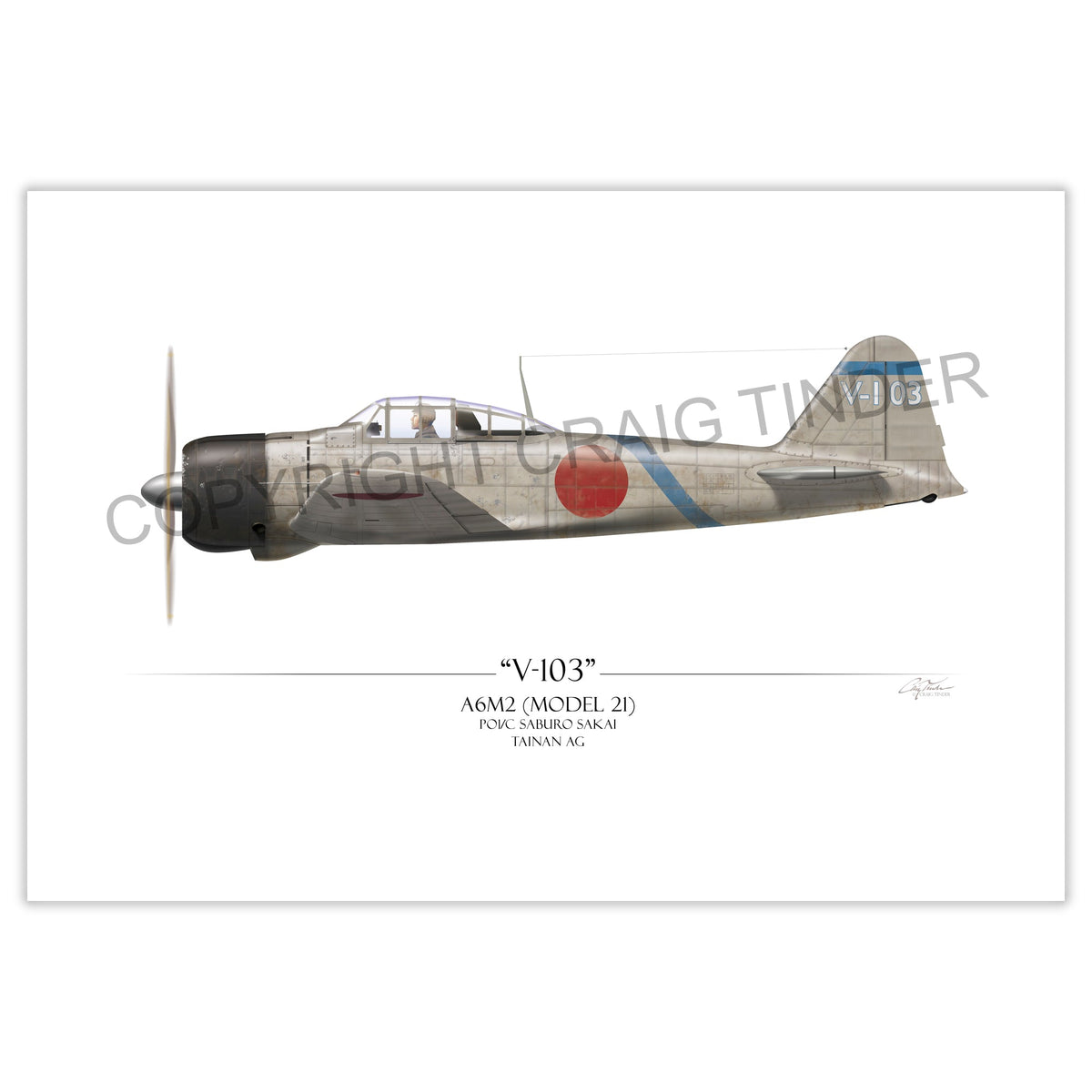A6M2 Zero - Saburo Sakai profile artwork by Craig Tinder