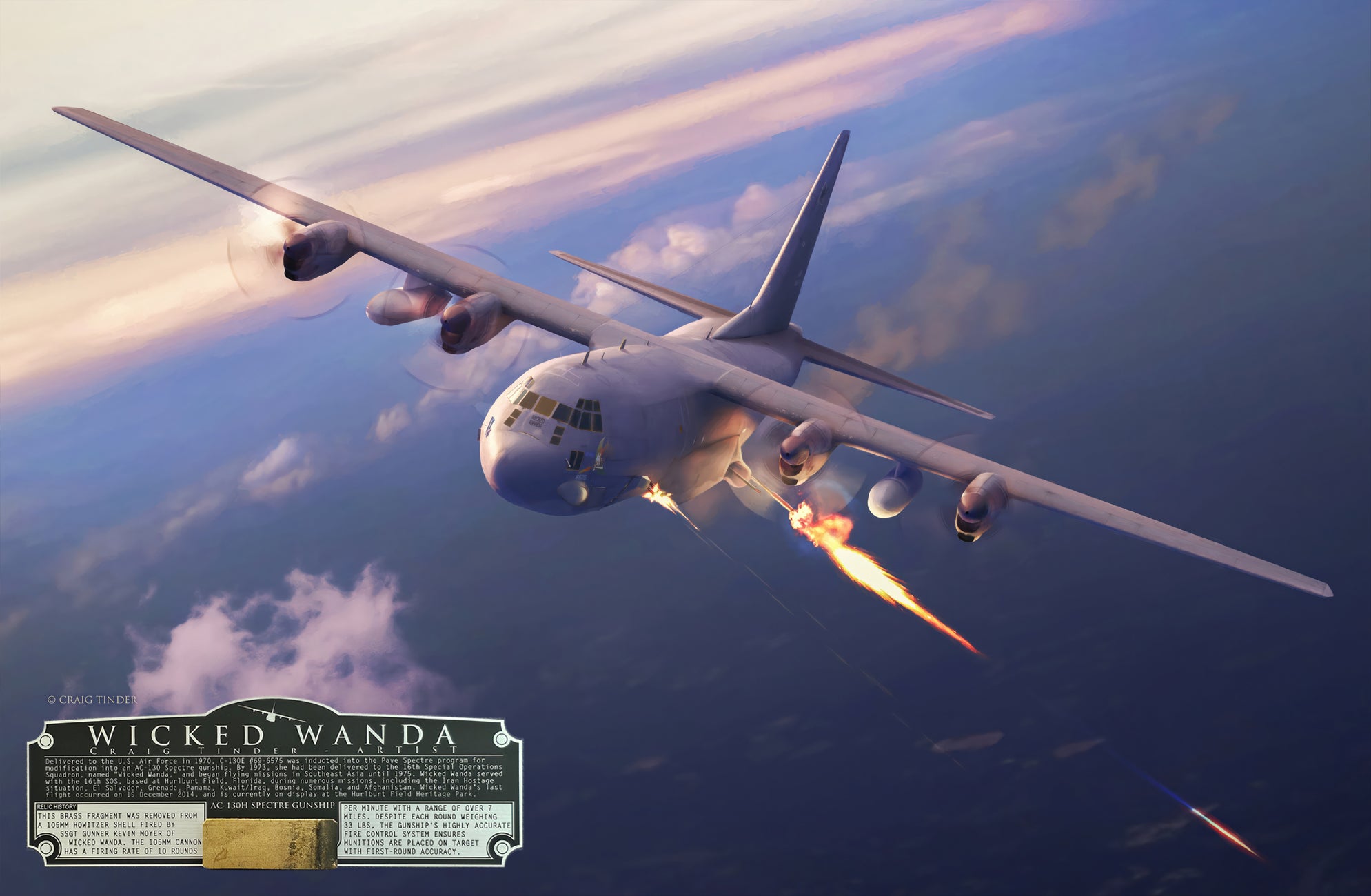 Wicked Wanda - AC-130H Spectre Gunship Canvas with AC-130H Relic