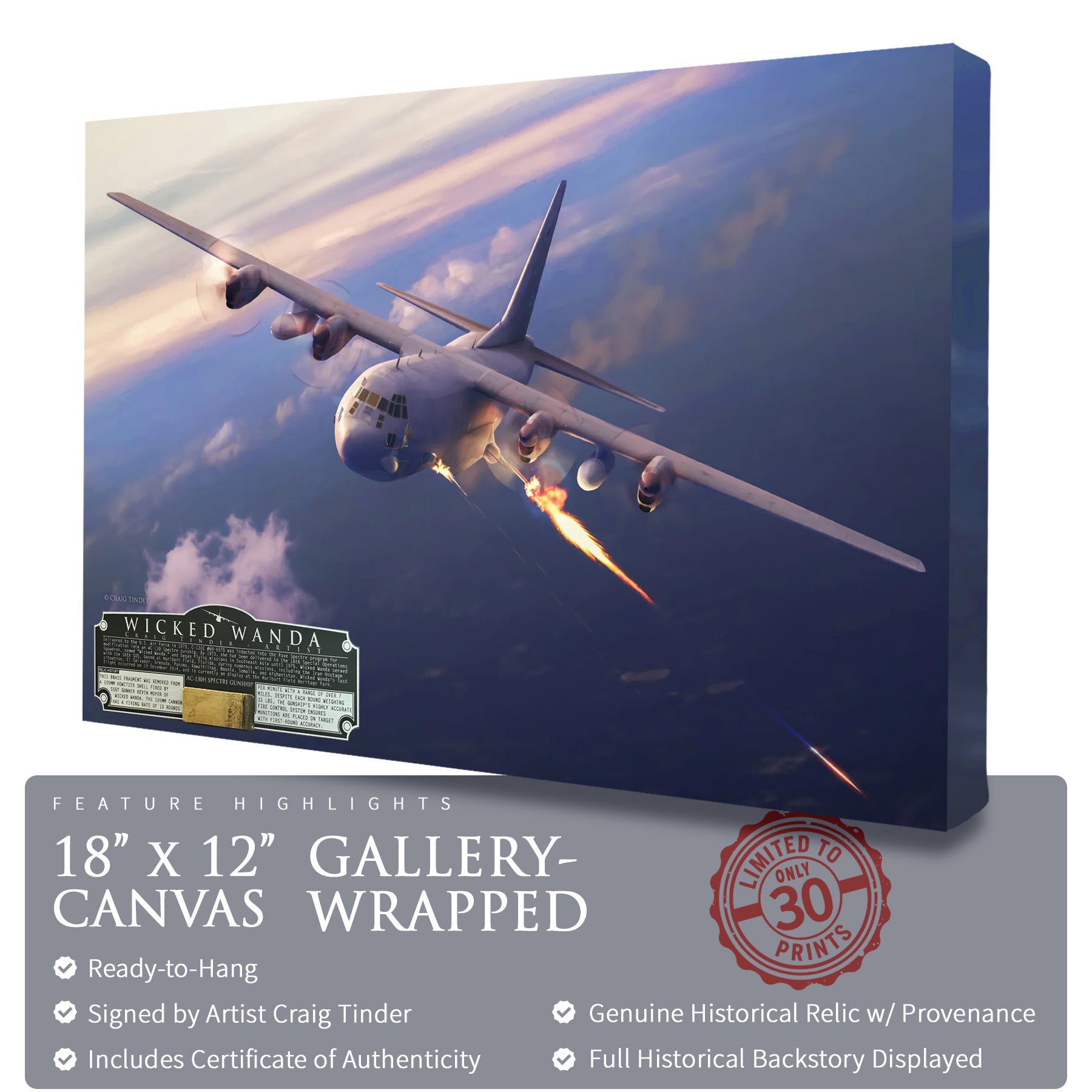AC-130 Spectre Gunship - Wicked Wanda Canvas | INCLUDES: Cannon Shell Casing Piece