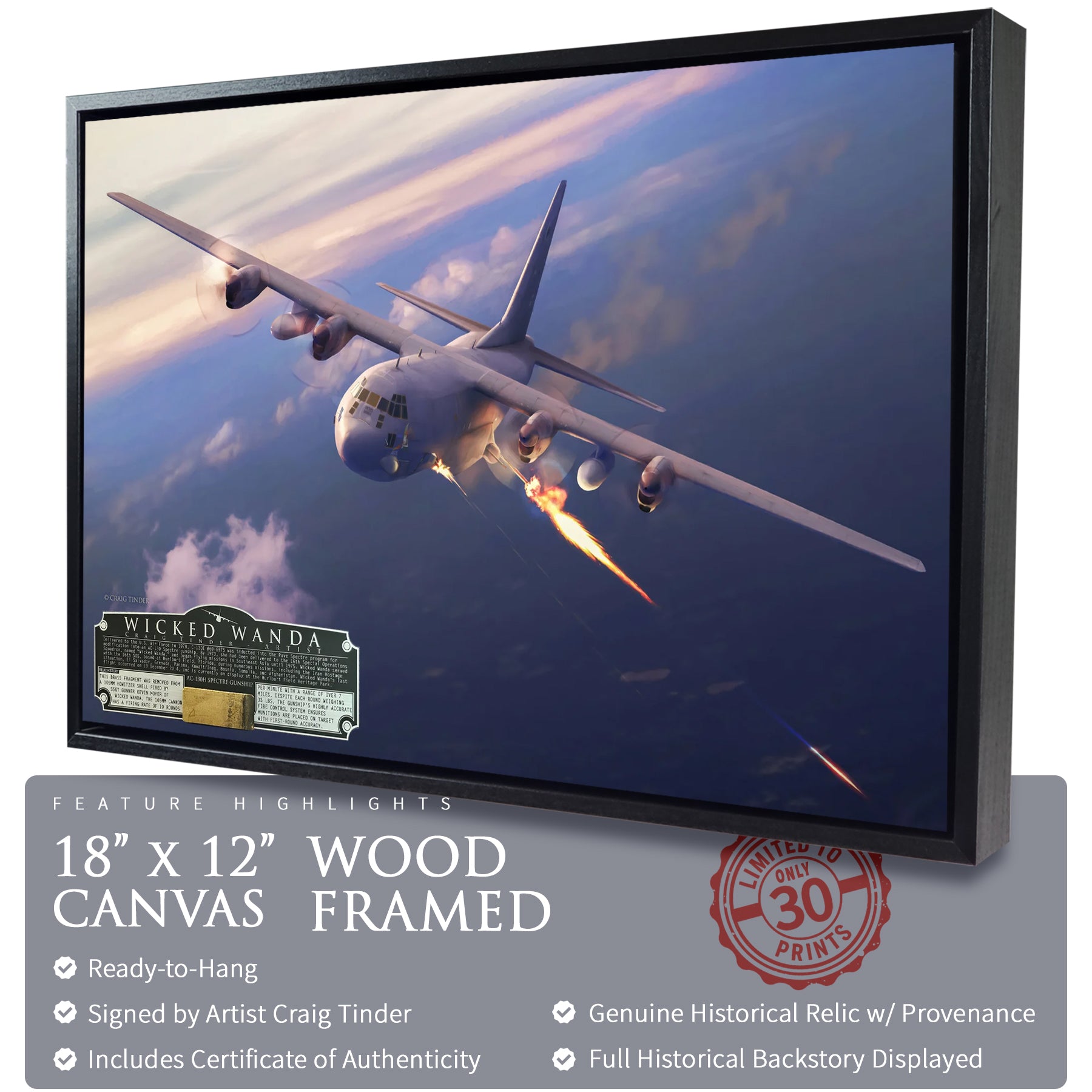 AC-130 Spectre Gunship - Wicked Wanda Canvas | INCLUDES: Cannon Shell Casing Piece