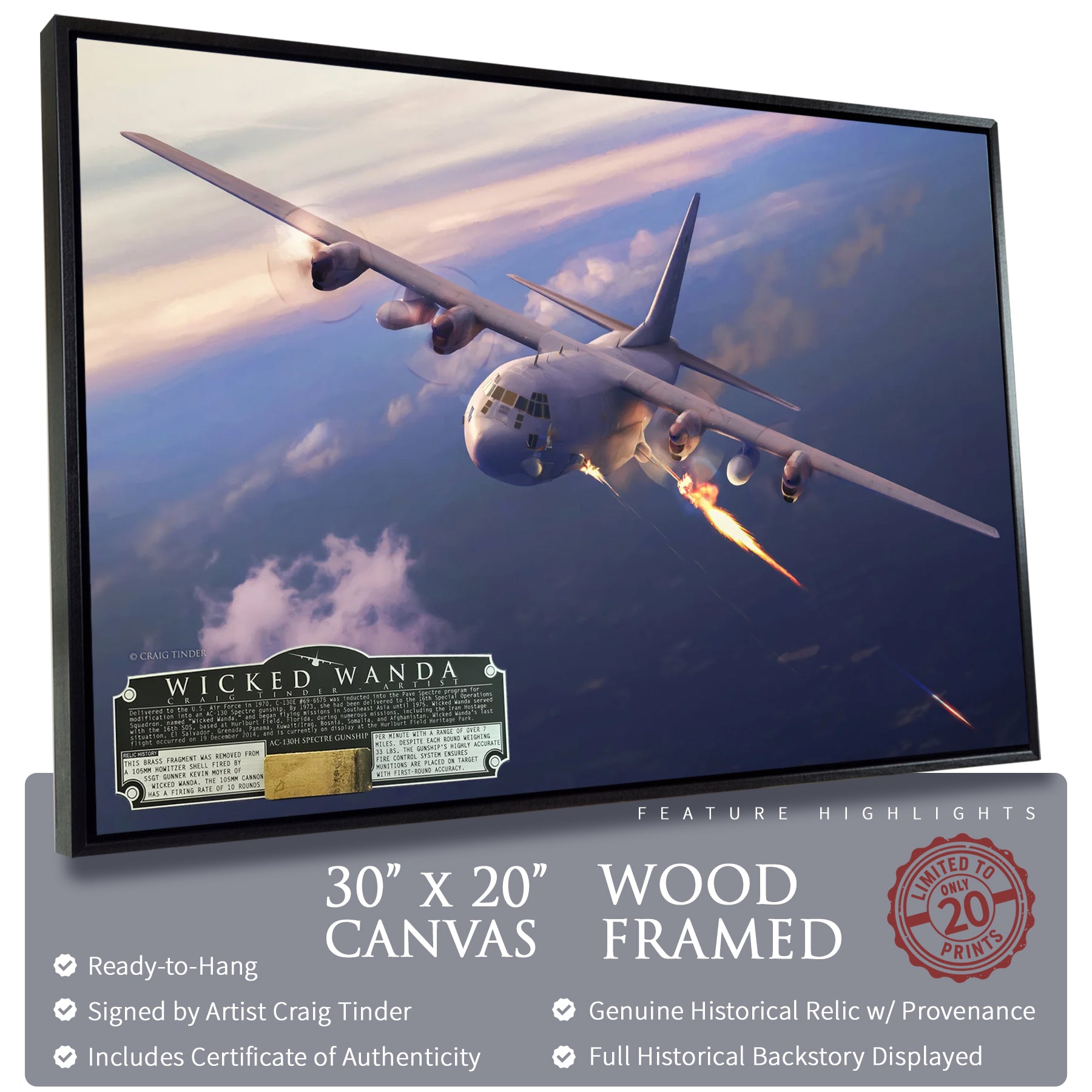 AC-130 Spectre Gunship - Wicked Wanda Canvas | INCLUDES: Cannon Shell Casing Piece