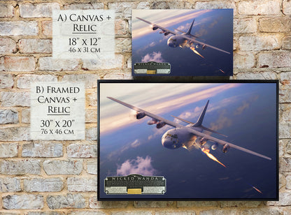 Wicked Wanda - AC-130H Spectre Gunship Canvas | INCLUDES: Cannon Shell Casing Piece