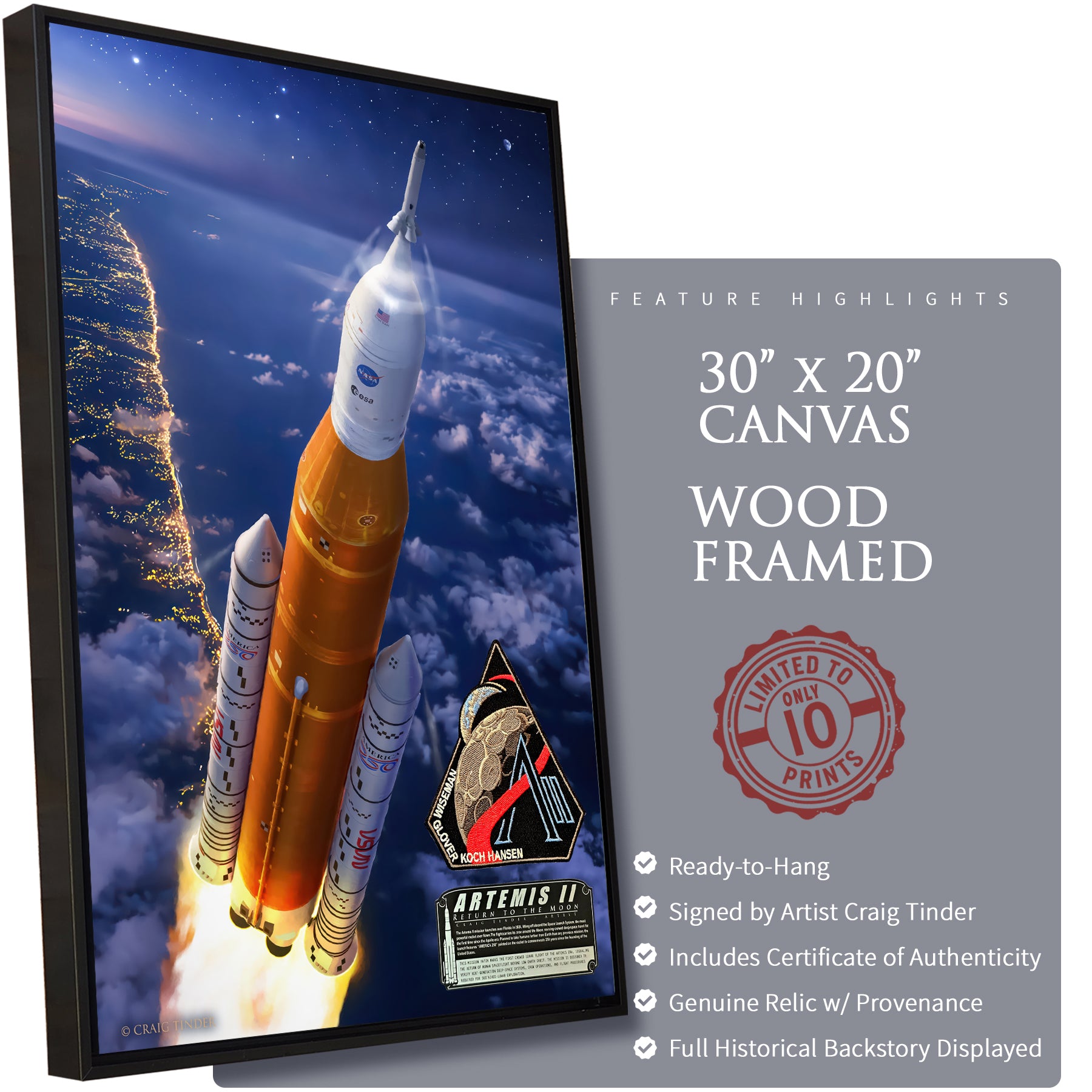 Artemis II Canvas | INCLUDES SLS CREW MISSION PATCH
