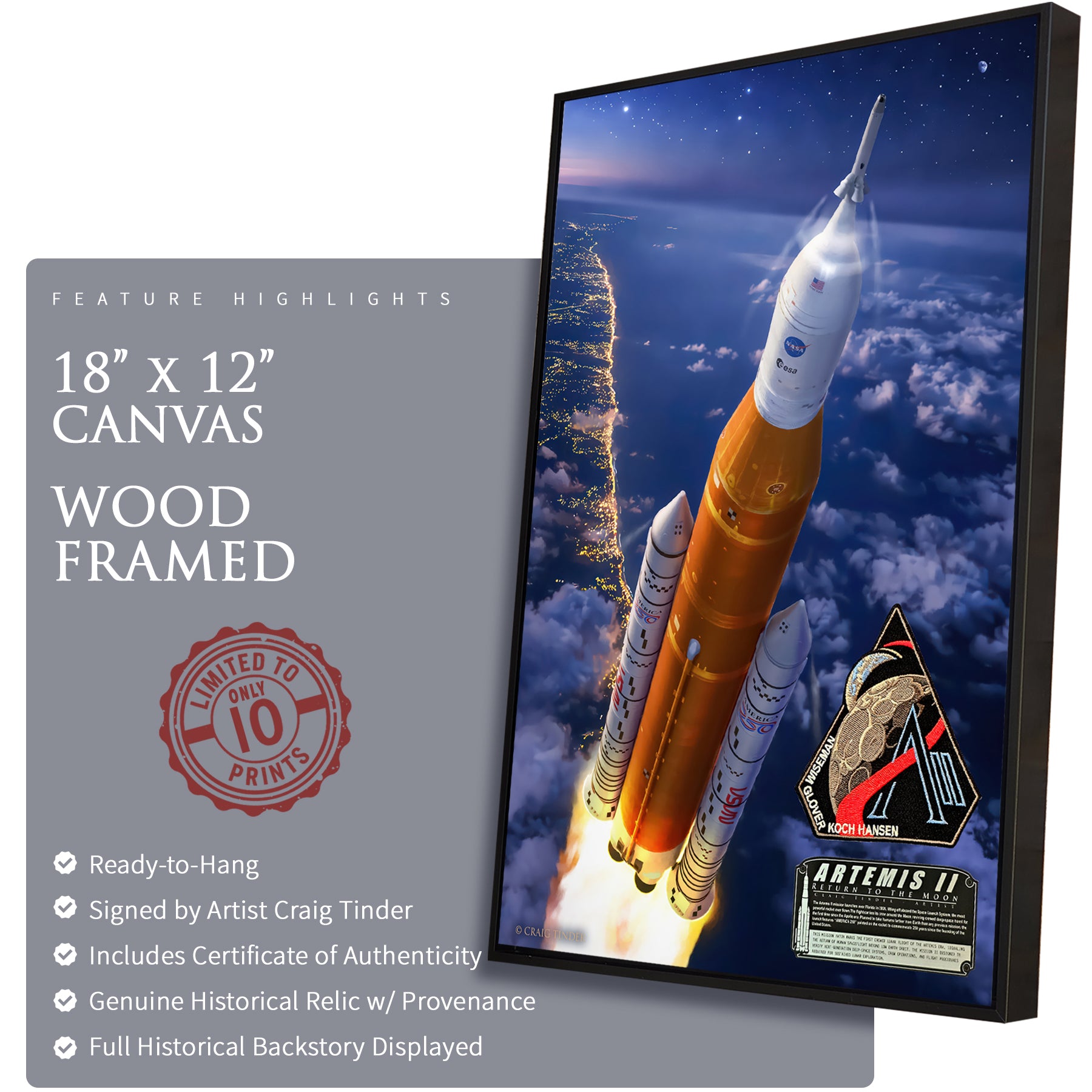 Artemis II Canvas | INCLUDES SLS CREW MISSION PATCH