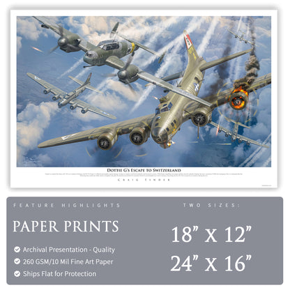 B-17 Flying Fortress - Dottie G's Escape to Switzerland Canvas | INCLUDES: 92nd BG B-17 Relic