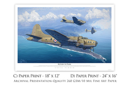 The Return to Pearl - B-17E Flying Fortress Canvas | INCLUDES: Skin Fragment